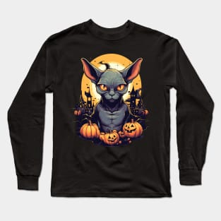 Sphynx Cat Halloween, Cat Lover Long Sleeve T-Shirt